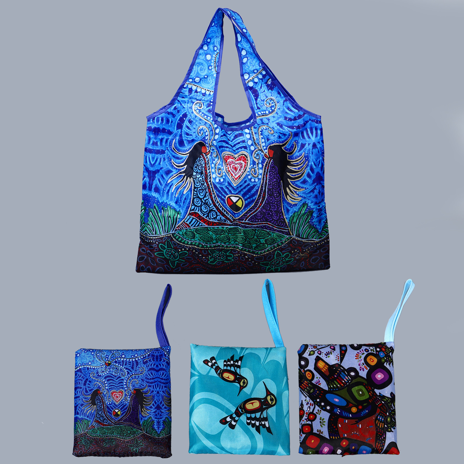 背心袋，涤纶购物袋，满版印花，购物折叠袋，环保袋手提可折叠