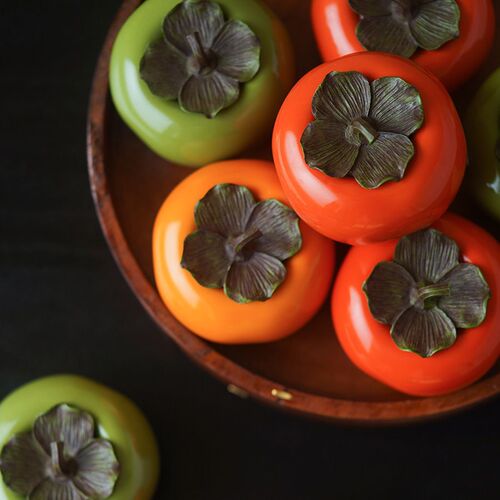 Simulated persimmon tea jar mini ceramic persimmon jar small jar tea jar decoration everything goes well empty gift box packaging