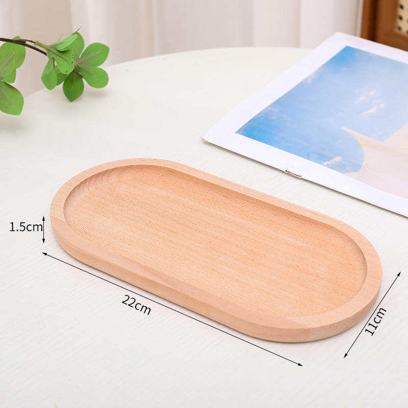Bandeja de madera maciza estilo japonés, plato rectangular de almacenamiento, plato creativo para frutas, plato de madera de haya para desayuno, bandeja de madera para aperitivos.