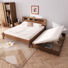 全实木床双人床小户型榉木上下多功能储物床儿童子母床拖床抽拉床
