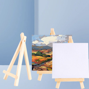 Fine art raw wood cotton cloth picture frame drawing board suit DIY decorative painting 10*10 graffiti mini oil picture frame with easel