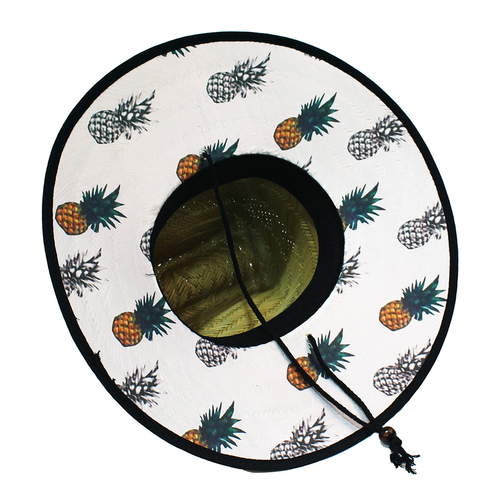 Sombrero de paja para hombre estilo playa, diseño salvavidas, moda verano 2024