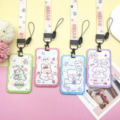 Student Cartoon Animal Card Holder Anti-Lost Bracelet School ID Card Case Bus Subway Protection Cover Wholesale
