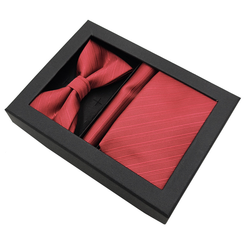 Set di tre pezzi di papillon, fazzoletto e accessori per abito da uomo formale da sposo, confezione regalo_voghion.com