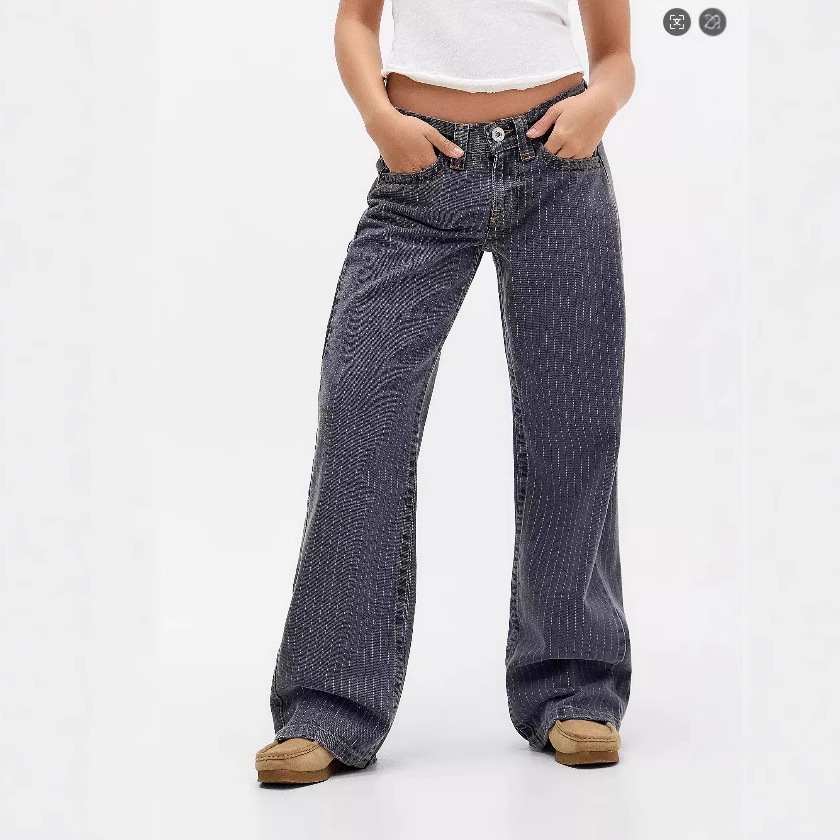 Cross-Border Women's Striped Jeans, Loose Retro Straight-Leg Pants, Casual Wide-Leg Nostalgic Amazon New Arrivals, European and American Style