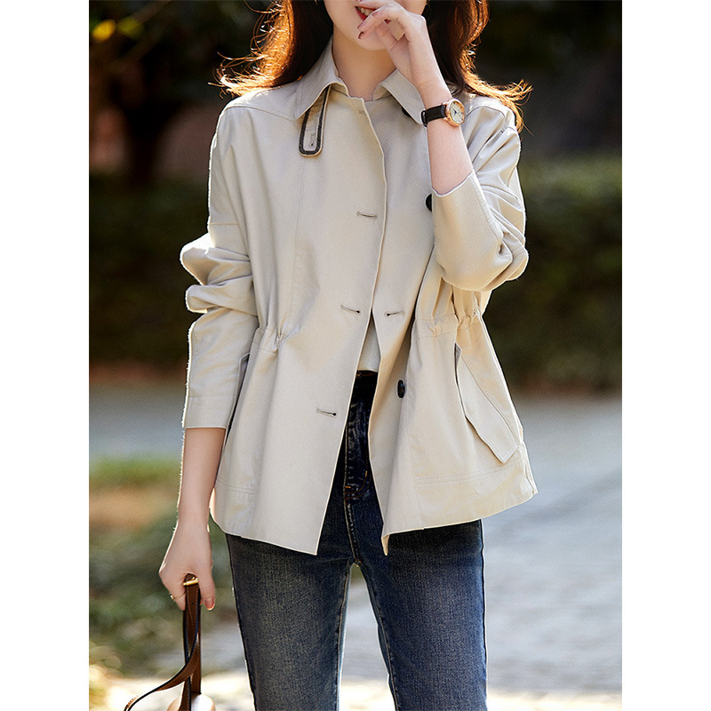 Stylish Short Trench Coat for Women, 2026 New Spring and Autumn Collection, White Shirt-Style Thin Jacket for Petite Women