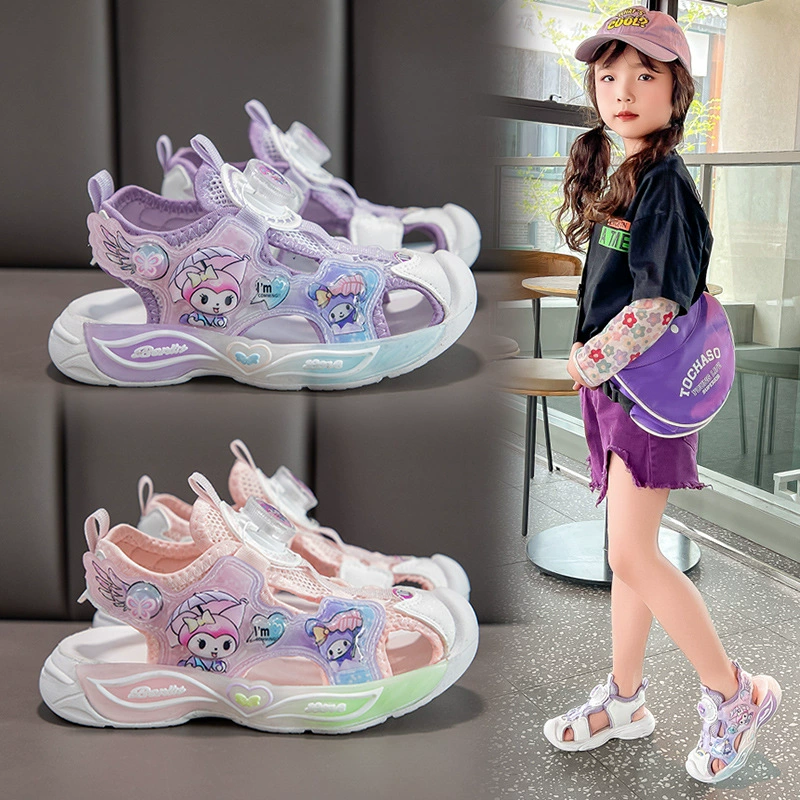 Детские сандалии Baotou, пляжная обувь для девочек, новые летние туфли принцессы с героями мультфильмов для девочек, спортивные сандалии на нескользящей мягкой подошве