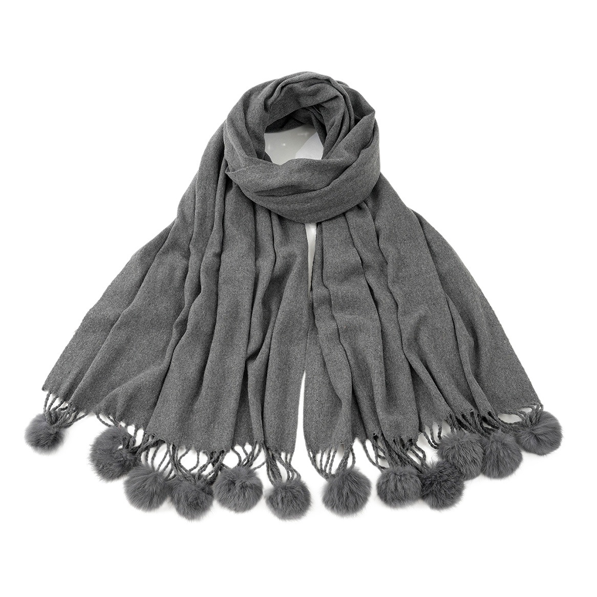 Europe and the United States hot new solid color cashmere monochrome hair ball fashion scarf women's all-match warm scarf