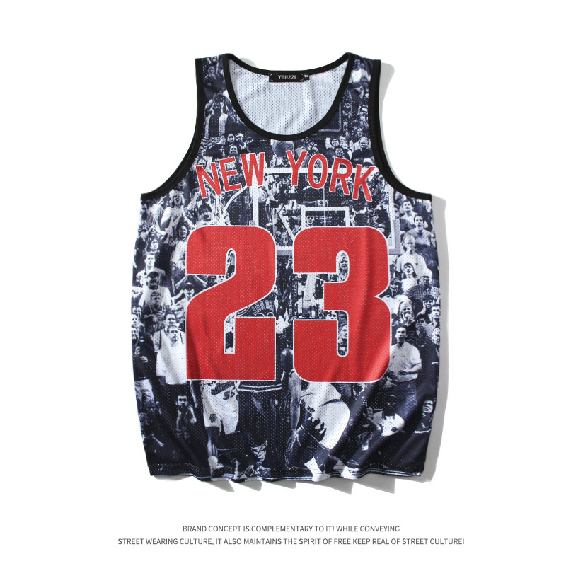 In Stock | Manufacturer's New Summer Trendy Dunk 3D Digital Print Men's Mesh Jersey Round Neck Vest