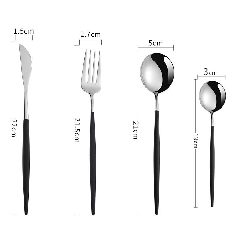 Vajilla de acero inoxidable portugués creativo mango largo cuchillo de filete, tenedor y cuchara comida occidental cuatro piezas principales titanio nórdico RED DE ORO cuchara redonda roja