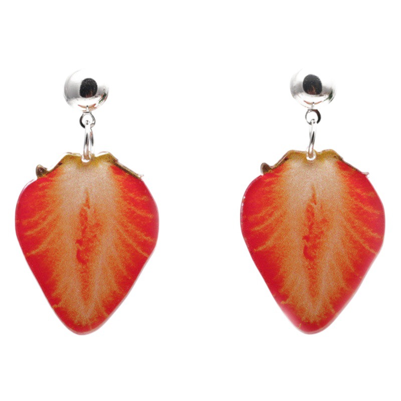 Europa y América transfronteriza de verano tridimensional de acrílico fruta fresa Stud pendientes mujer seta pendientes Mujer