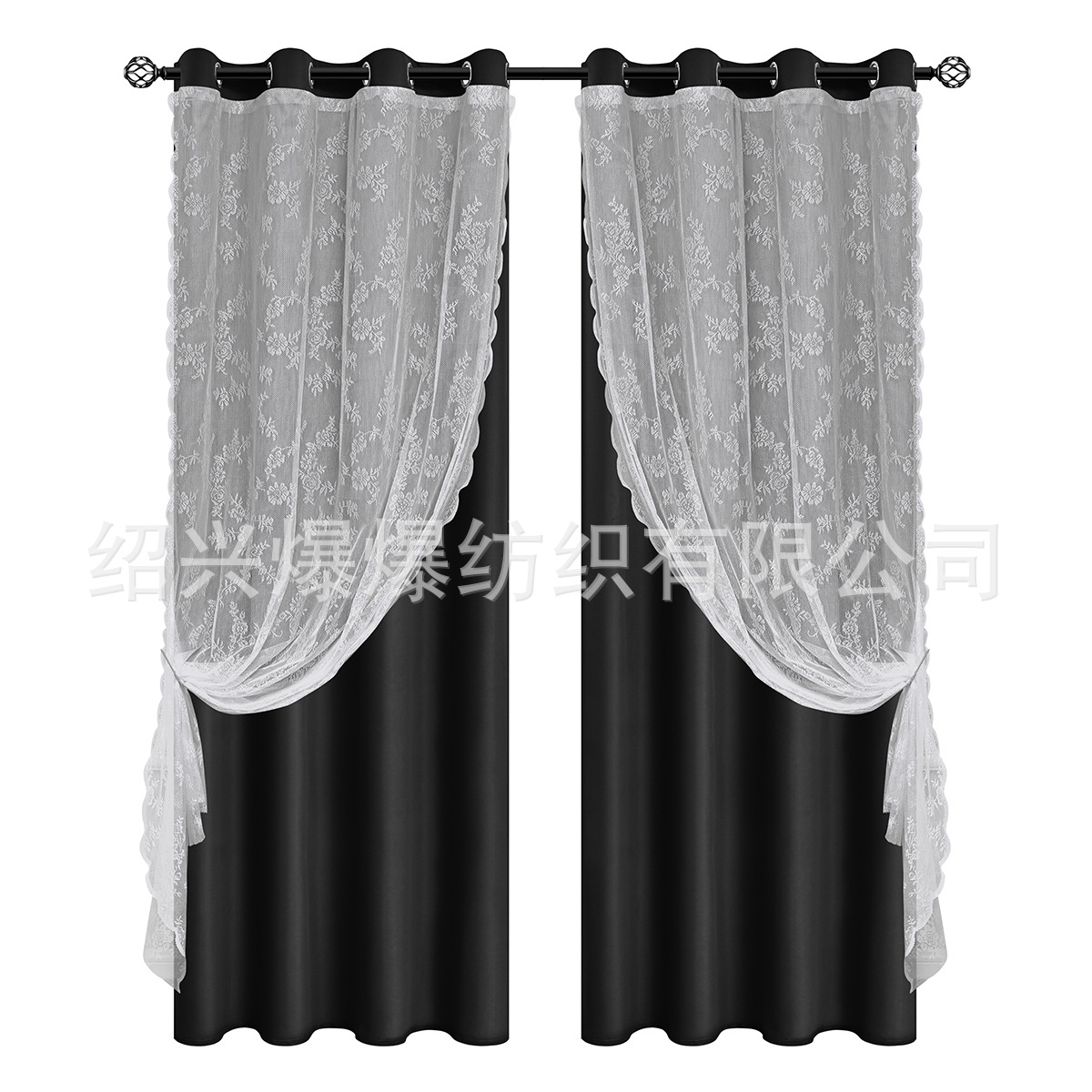 SHEIN cortinas de stock transfronterizas nuevas cortinas de encaje plano de doble capa perforadas cortinas cortinas de sombra fabricantes