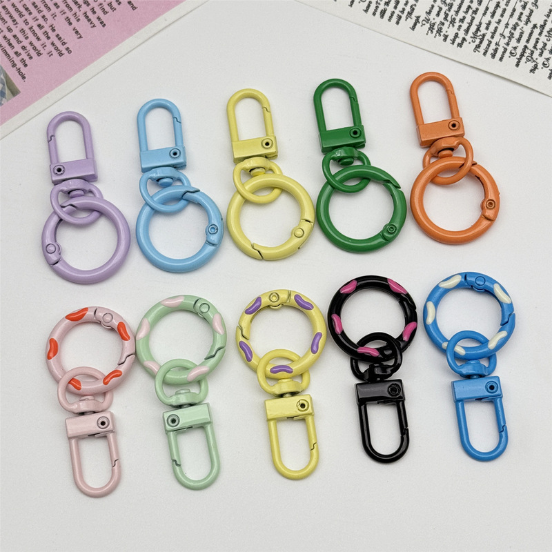Colorful Spring Ring Door Buckle Combination High Quality Hanging Spray Key Chain Pendant Mobile Phone Rope Round Buckle DIY Jewelry Accessories