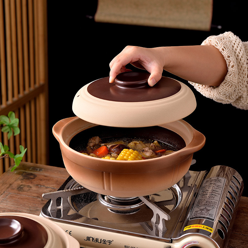 昔ながらの土鍋 家庭用土鍋 炊飯シチューポット ガスコンロ 牛バラ肉 牛ミート セラミック 特製乾式焼防爆スープポット|undefined