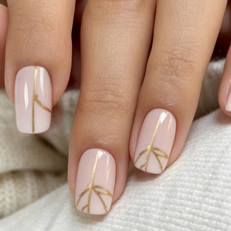Korean-Style Minimalist Gold Line Nail Art, Nude Color Artistic Line Nail Art, Wearable Nail Tips Wholesale, Wearable Nail Stickers Korean-Style Minimalist Gold Line Nail Art, Nude Color Artistic Line Nail Art, Wearable Nail Tips Wholesale, Wearable Nail Stickers