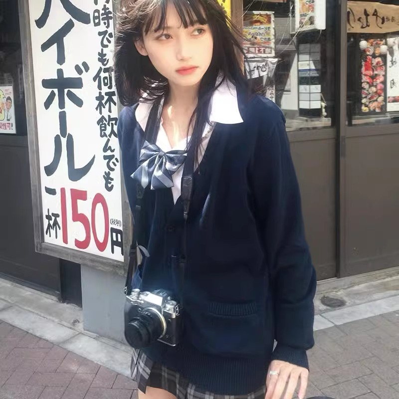 원래 JK 스웨터 유니폼 세트 가을과 겨울 일본 부서 대학 스타일 학교 JK 스웨터 니트 카디건 긴 소매 코트