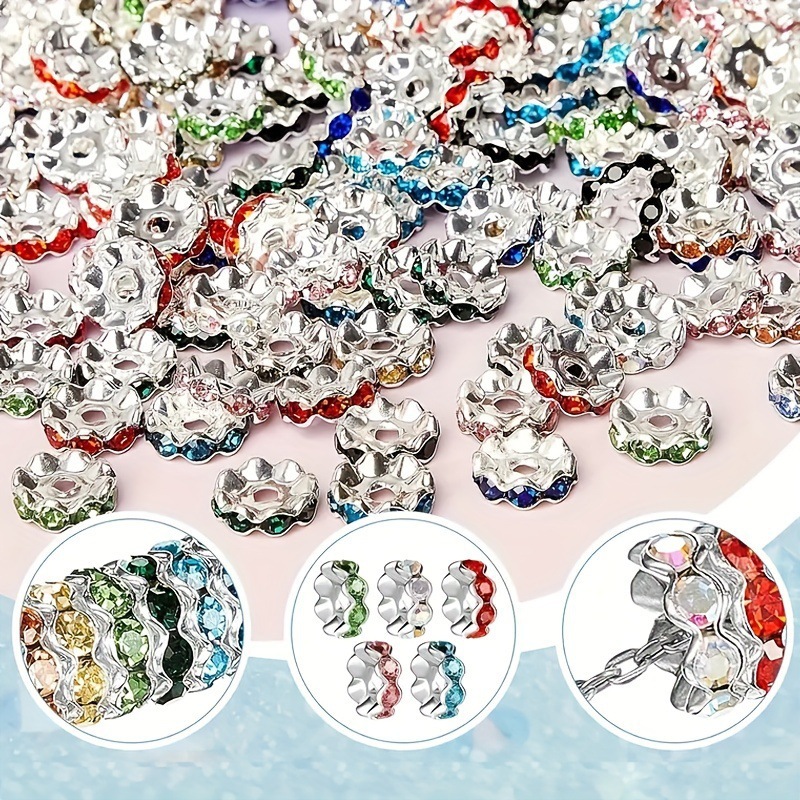 2026新款跨境代发12mm多色波浪形水钻垫片珠跨境跨境代发