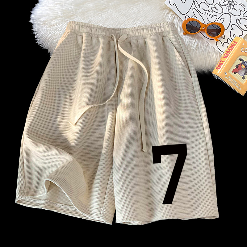 Ventas directas de la fábrica de los hombres waffle shorts High Street Loose Pantalones deportivos de pareja simple nuevos pantalones cortos