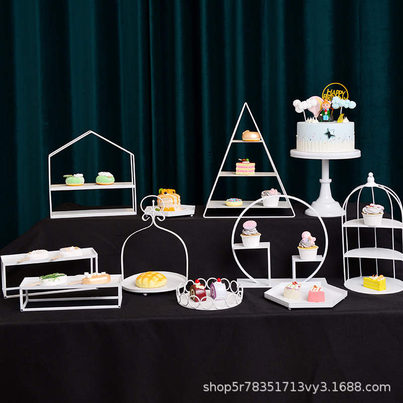 Hotel buffet estante de exhibición set de bandeja para café de la tarde estante de pastel estante de postre decoración de mesa de boda
