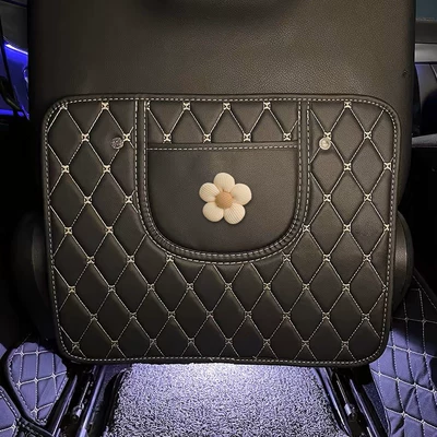 Pad, Seat Back Protection Pad, Chair back anti-kick pad - elegant-little-flower-black-short-anti-kick-pad-single