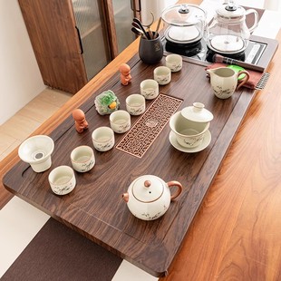✅ Complete Set of Kung Fu Tea Set for Home Living Room Automatic Water Boiling Integrated Tea Tray Tea Cup Teapot Simple Modern Tea