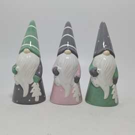 OEM定制圣诞装饰新陶瓷微型绿色粉色圣诞老人雕像装饰品桌面雕塑