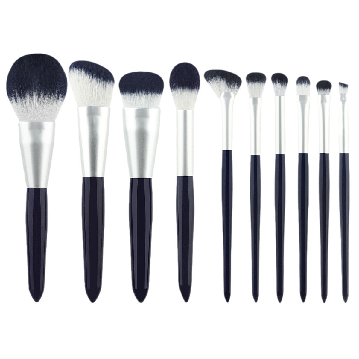 Juego de pinceles de maquillaje transfronterizos 10 pinceles de polvo sueltos de lana suave, pinceles de sombra de ojos, pinceles de rubor, pinceles de resaltado/brillo, herramientas de belleza