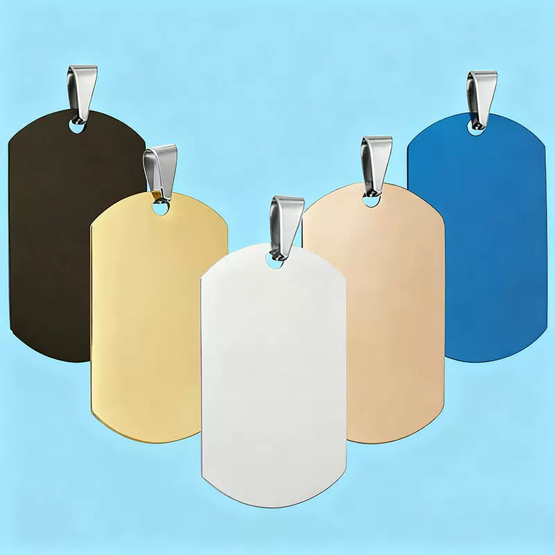 钛钢军牌项链 金属狗牌不锈钢吊坠空白材料批发 广告礼品logo刻字