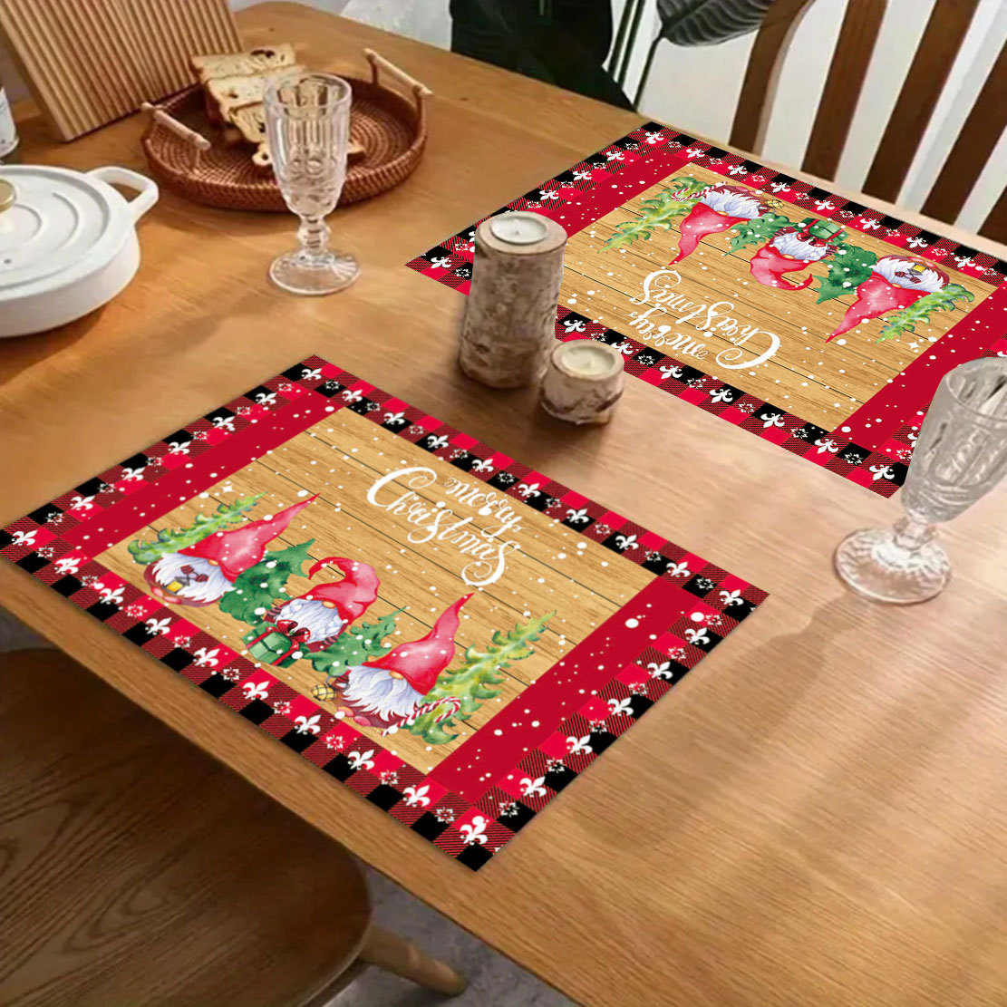 Christmas decoration placemats New style printed tableware insulation pads simple and versatile western placemats_voghion.com