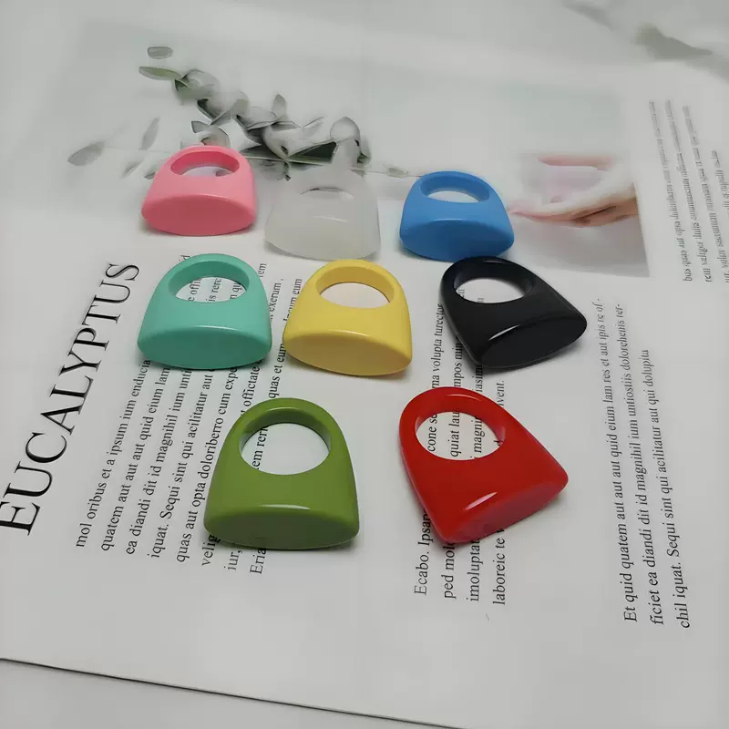 树脂新款夏天糖果色系泫雅风辣妹个性夸张怪诞椭圆戒指指环厂家销