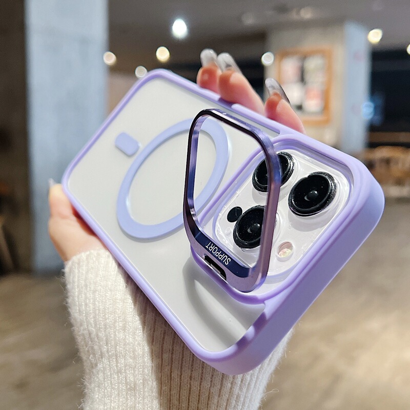 Foreign Trade Iphone17 High-Transparency Magnetic Lens Holder Phone Case Suitable for Apple 16 Film Protective Cover Magnetic Holder