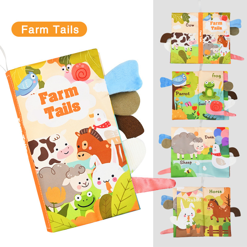 Nuevos productos para bebés libros de tela bebés tridimensionales frutas y verduras dinosaurios cola libro de enseñanza temprana puede morder el libro de juguetes de iluminación del bebé