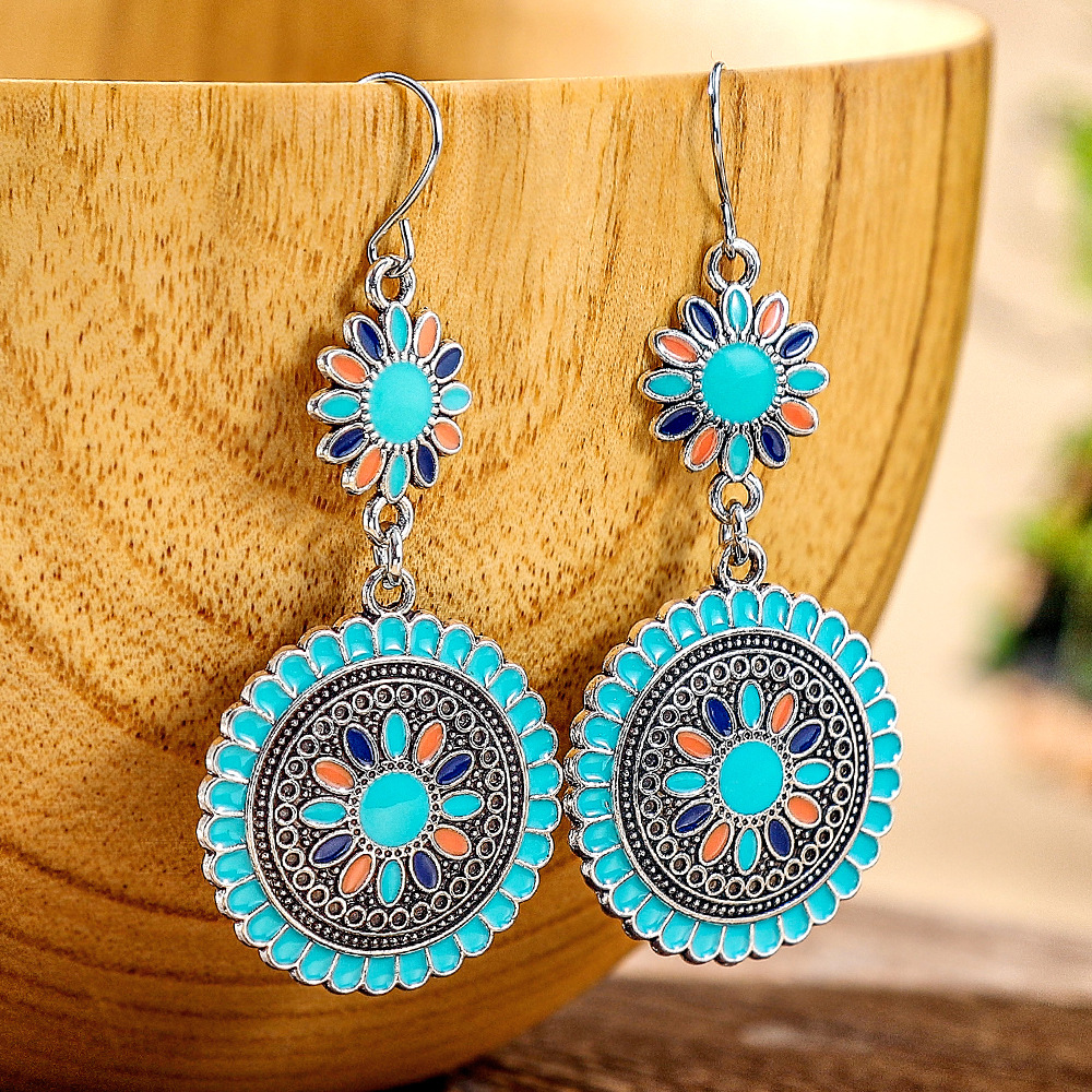 14g Weight Alloy Ear Needle Material Drop Earrings Classification 1 Pair Quantity Daily, Street Occasion Zinc alloy Material Geometric Pattern All Seasons Season Women's Gender Polished Finish Retro Style 1 Pair Retro Geometric Zinc Alloy Drop Earrings 8