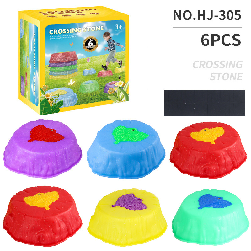 Entrenamiento sensorial infantil antideslizante entrenamiento sensorial arco iris cruzar el río piedra equilibrio pisotear puente piedra juguetes deportivos transfronterizos