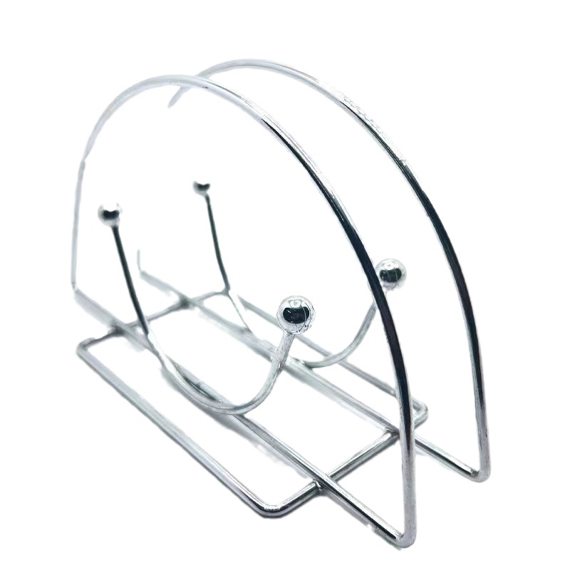 Soporte de toallas de papel vertical semicircular de hierro forjado, soporte de servilletas de mesa de restaurante de hotel, soporte de almacenamiento de servilletas de lujo ligero de café