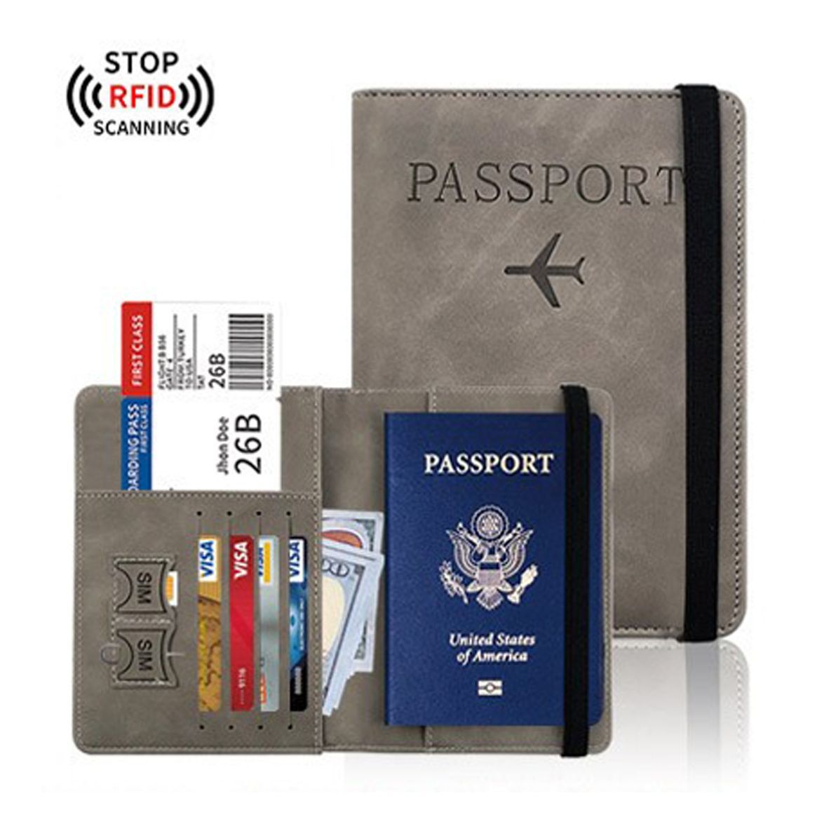 Cinta de cambio de color cepillo antirrobo pu pasaporte multi-gabinete multi-Bolsillo pasaporte certificado
