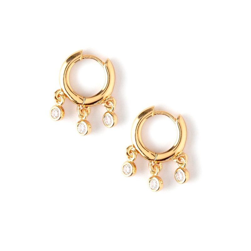 Personality Three-circle Zircon Earrings Simple Temperament Earrings display picture 6