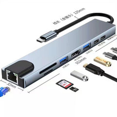 8-in-1 エクステンダー Type-c to HDMI ネットワーク カード コンバーター Type-c 多機能 USB ハブ ドッキング ステーション
