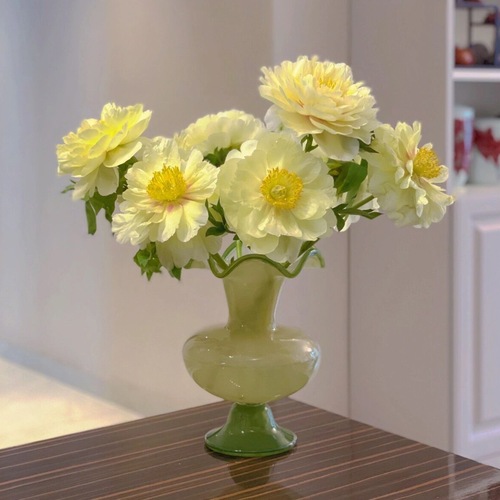 Medieval Wabi-Sabi Style Home Color Block Style Lantern Vase Fenton Hepburn Style Glass Vase Simple European Living Room Decoration Collection