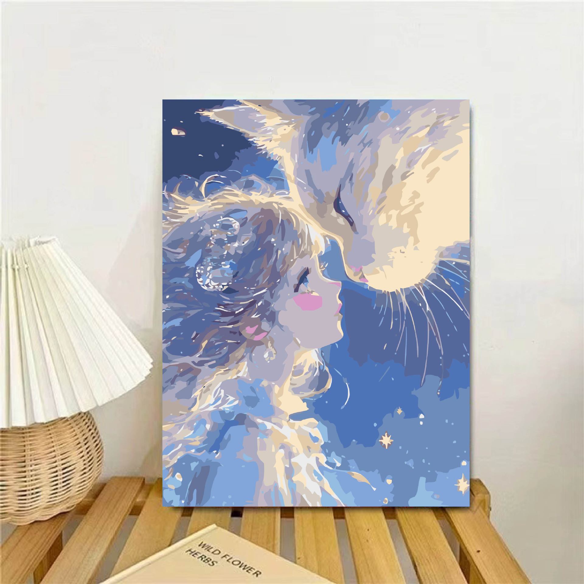 Gato chica pintura al óleo digital diy2025 nuevo sistema de curación para aliviar el aburrimiento pintado a mano relleno de pintura al óleo acrílico