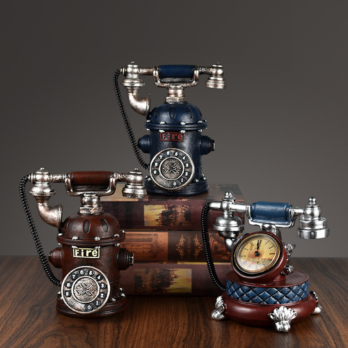 Retro telephone, creative small ornaments, wine cabinet, bookcase, bookshelf, American study decorations