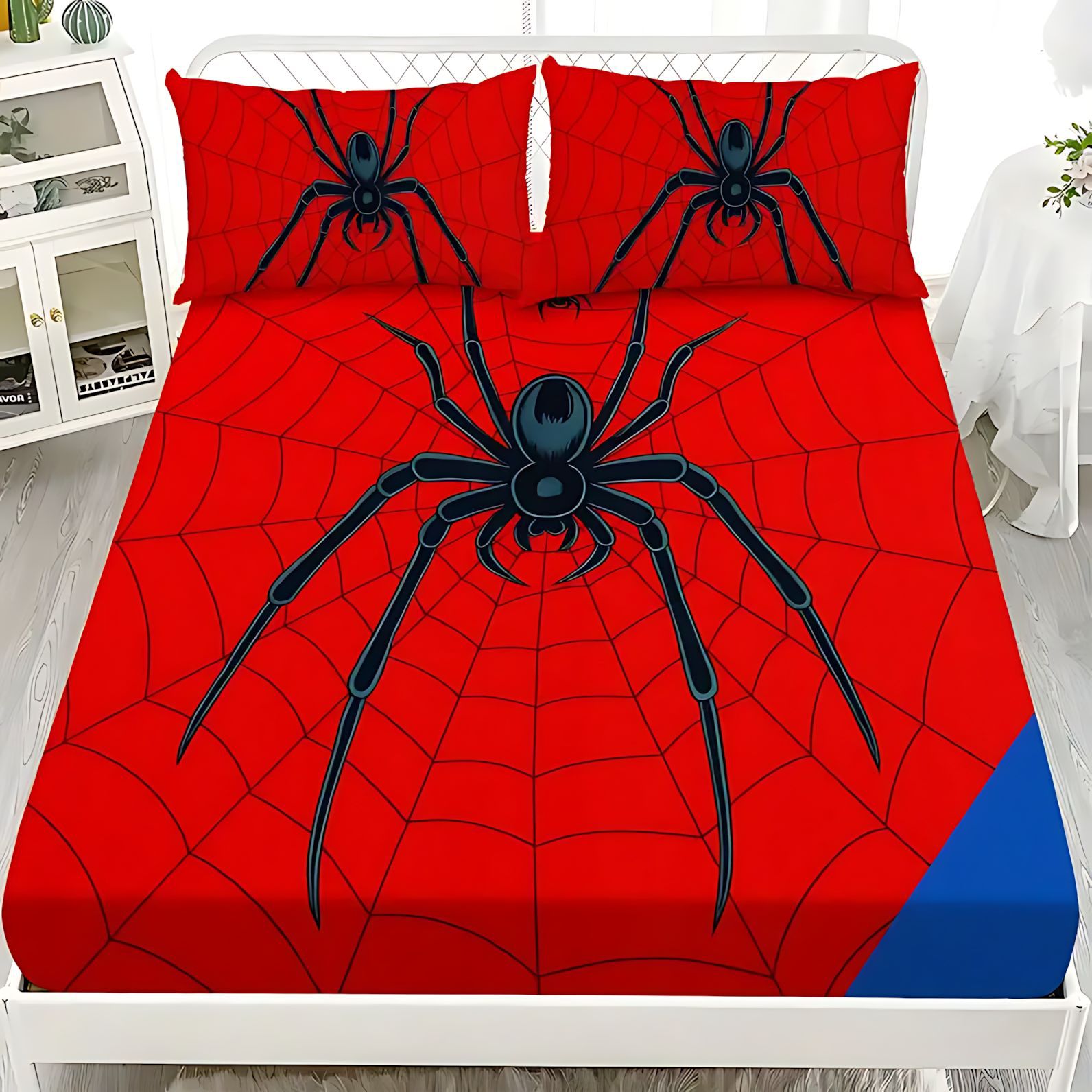 Temas de tela de araña TEMU / JIT impresión digital 3D Kit de cama de cama de cama transfronterizo J fabricantes de fuentes textiles pueden venir a la foto