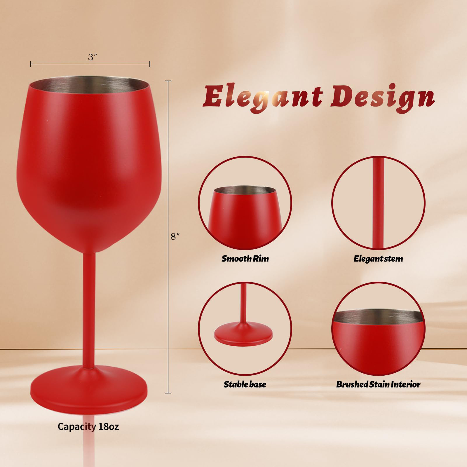 Copa de acero inoxidable de una sola capa de estilo europeo 500ml 18oz copa de champán de metal a prueba de caídas copa de vino tinto galvanizado en stock