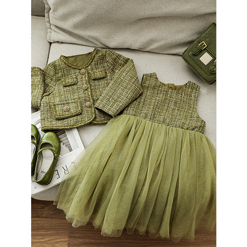 Qiu Duomeng girls' small fragrant style jacket princess skirt suit 2024 new spring and autumn children's sweet and cute dress