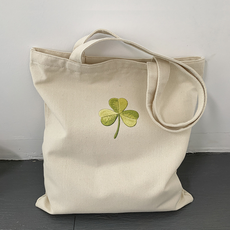 Bolso de lona Clover Bolso de matrícula de gran capacidad de verano para mujer Bolso de libro portátil para estudiantes de primaria y secundaria Bolso de tela portátil