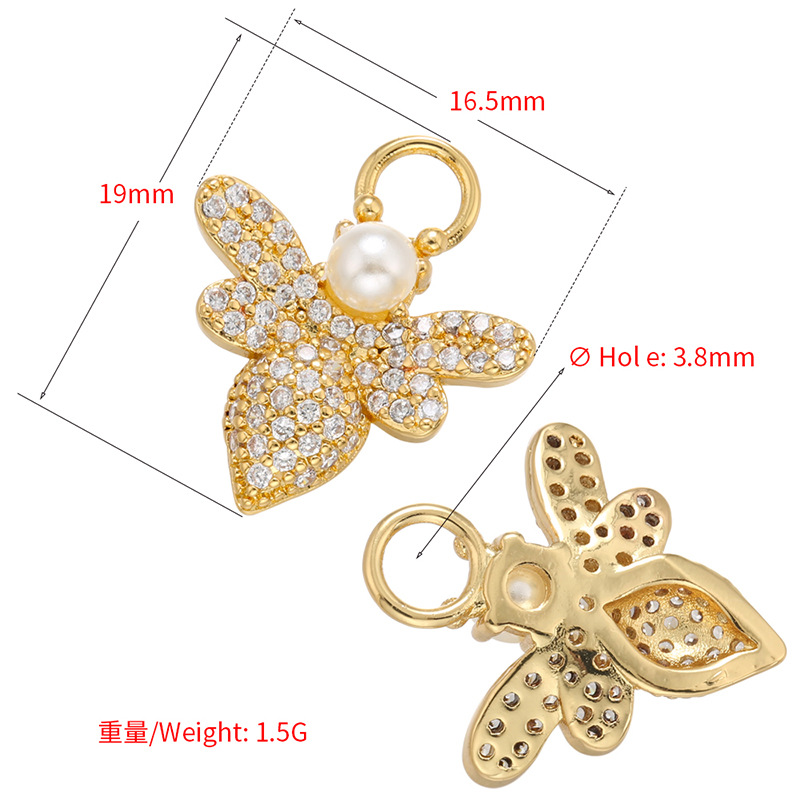 Micro-inlaid Bee Pearl Insect Color Pendant Accessories Diy Jewelry Zircon Accessories display picture 5