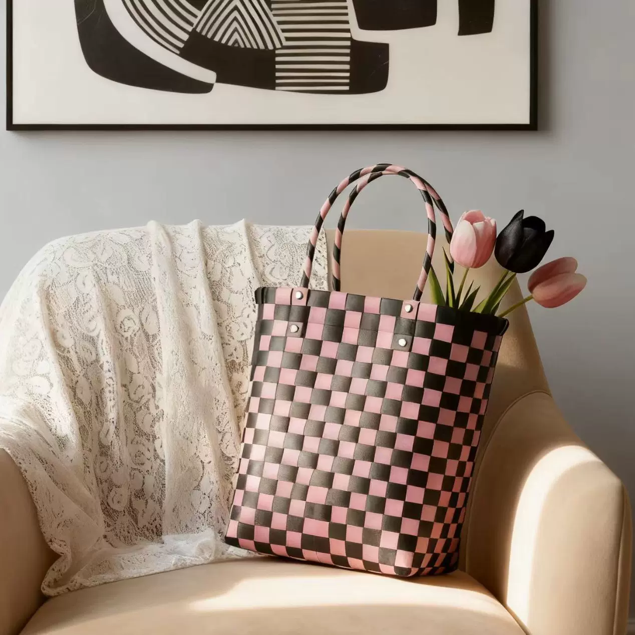 2024小方包pvc竖款编织包草编手拎街头潮流diy手提包纯手工斜挎