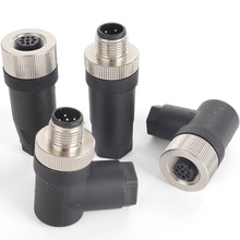 M12连接器3458芯塑料组装式航空插头ip67直式公头螺钉接线弯头