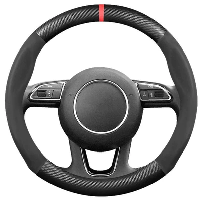 Steering wheel cover: Sweat-Absorbent, Ultra-Thin Suede Leather, Universal