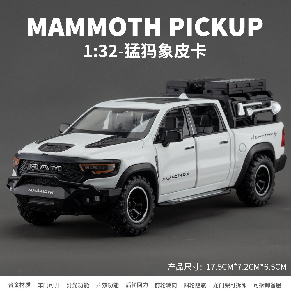 Zhongyuan Xinghe Gold Car Model 1:32 Mammoth Pickup Vehículo todoterreno con sonido y luz Adornos de modelo de juguete para niños
